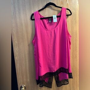 Torrid Black Lace Georgette Open Back Tank